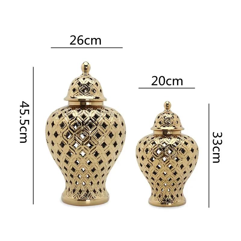 Creative Handmade Ceramics Hollow Out General Jar Candy Jar Storage Tank Gold Silver Art Decorative Jar Vase Home Living Room De