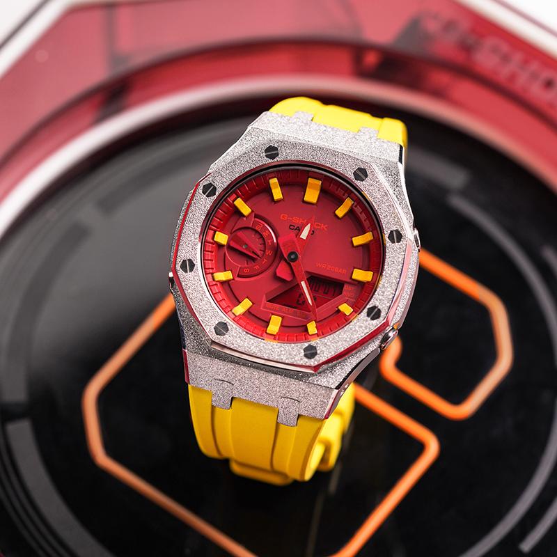 Casio Unisex Liquid Crystal,Analog Dual Display Series 48.5mm Red Watch GA-2100-4A(Watch8--)