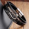 Black Leather Rope Cowhide Men's Centipede Animal Pattern Genuine Leather Woven Bracelet Multi-layer Leather Bracelet 2026