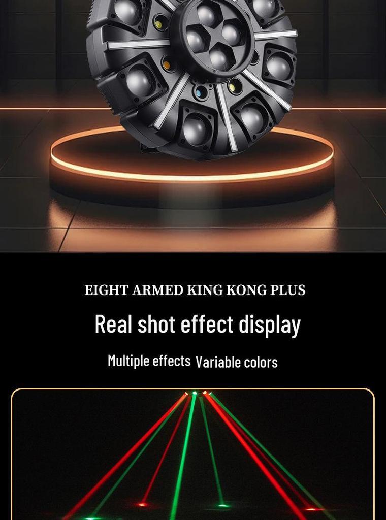Eight Arms KTV Disco Light: Sound-Controlled Rotating LED Stage Lighting