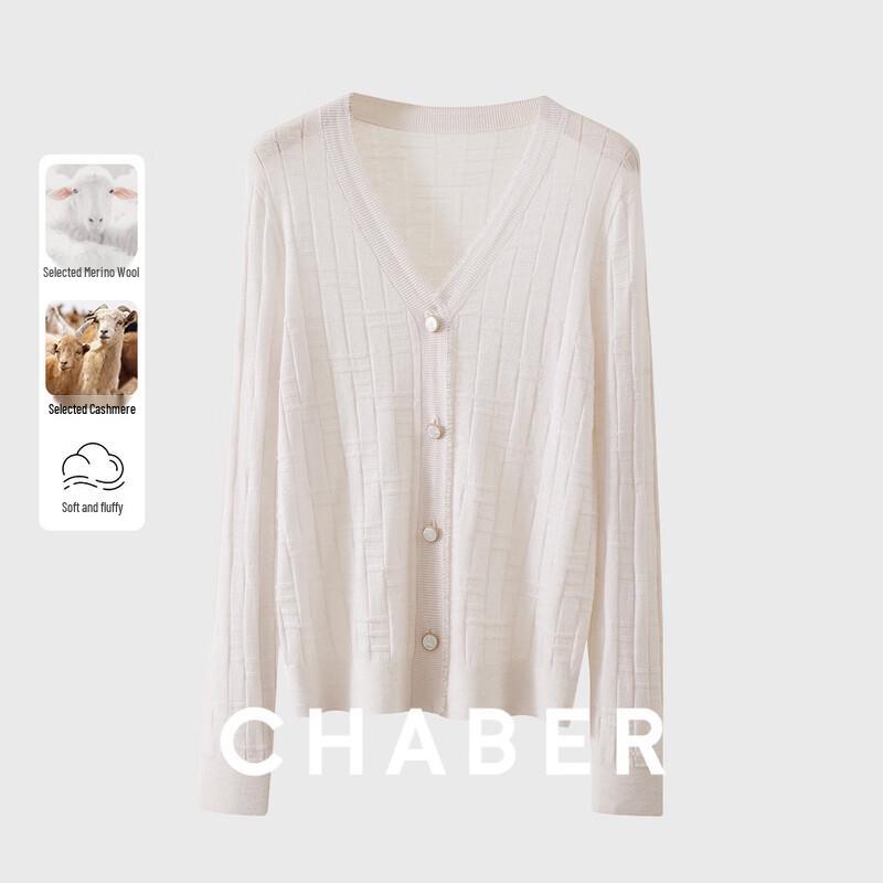 

Chaber Waffle Knit Wool Blend V-Neck Cardigan M