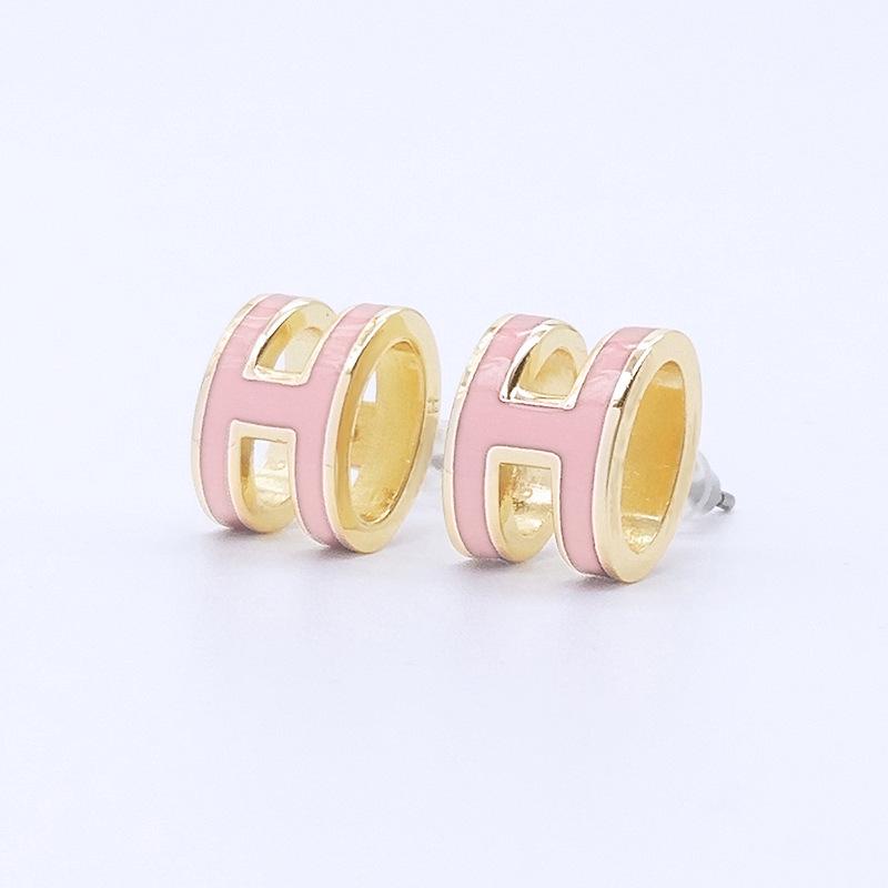 H Letter 3D Colorful Epoxy Enamel Stud Earrings - Small Titanium Steel Commuter Jewelry