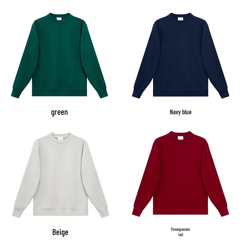 Japanese Heavyweight Cotton Blend Unisex Sweatshirt - Trendy Round Neck, Drop Shoulder, Loose Fit, Casual Versatile Top