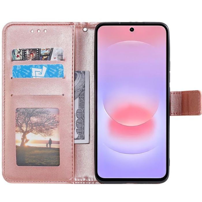 Coque pour Samsung Galaxy A37 5G, Antichoc Anti-Rayures Cuir PU Rose Motif Spirituel Oriental