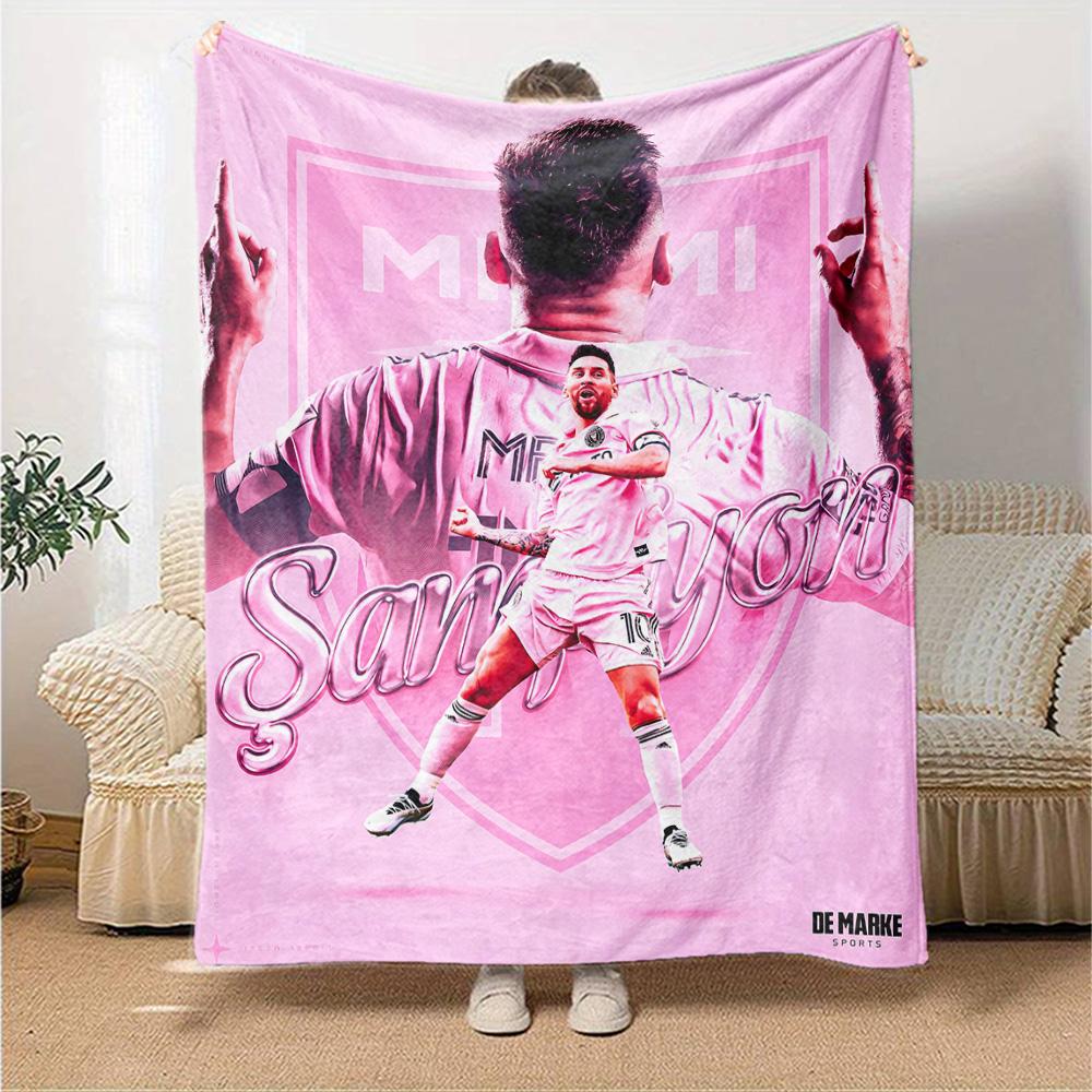 Leo Messi Artwork Blanket Ultra-Soft Great for Office Livingroom Sofa All-Season Use Playful Design Perfect Gift for Relatives and Friends