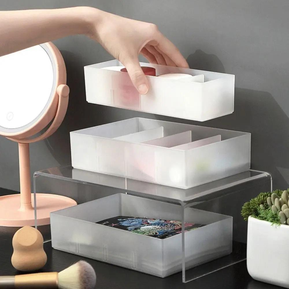 Transparent Combinable Drawer Storage Boxes with Detachable Compartments for Cosmetics Desktop Organization