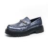 Large size 46 thick sole heightening big head leather shoes men's patent leather glossy casual thick heel loafers hairstylist trendy shoes