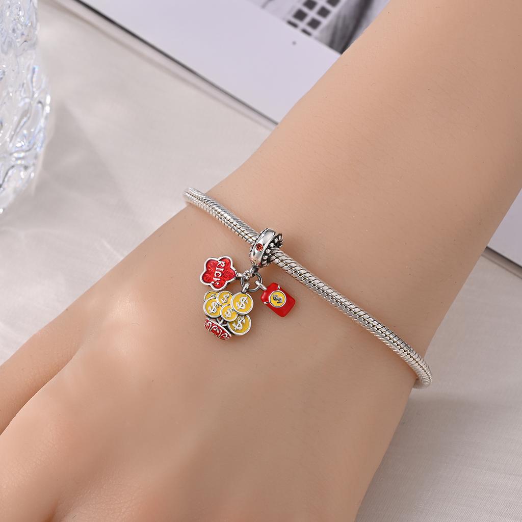 Original Charms Copper Wealth-Building Tree Pendant Beads Fit Bracelet Women Jewelry Making Diy Gift