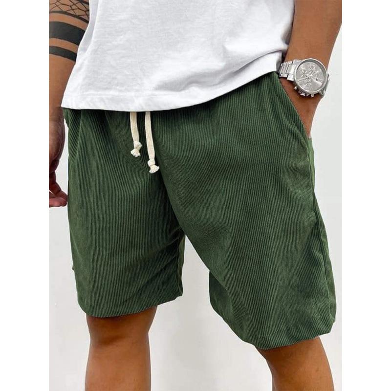 Summer New Men's Casual Comfortable Drawstring Corduroy Retro Shorts
