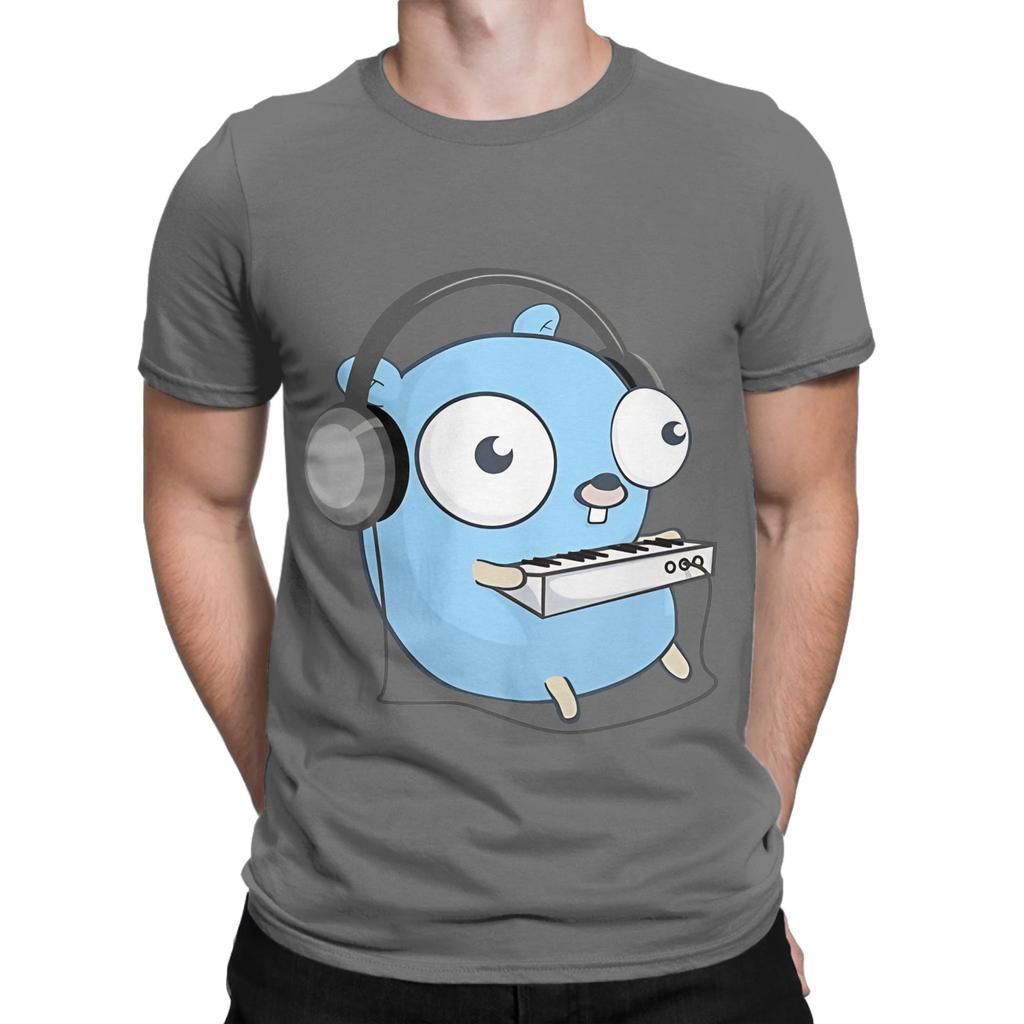 The Golang Mascot Music Black Edition Graphic 100 Cotton TShirt gopher Tees Tops For Unisex