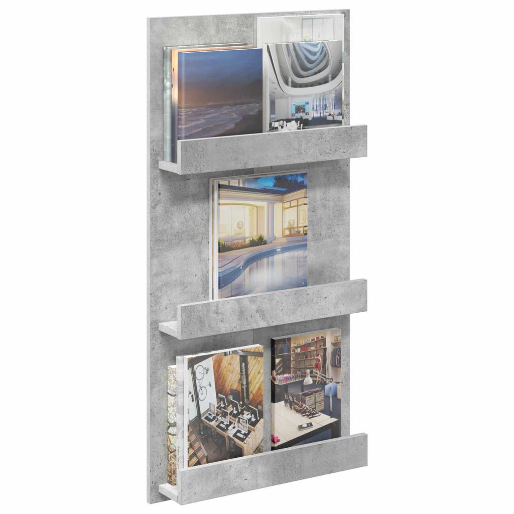 Magazine Shelf Concrete Grey 51 x 11 x 102 cm Engineered Wood
