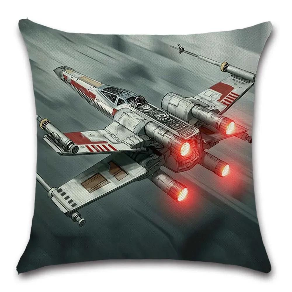 

Star Plane Fighter Beige Linen Cushion Cover decorative Home Sofa Car Chair Seat Friend room office Kids gift pillowcase 12x12Inch