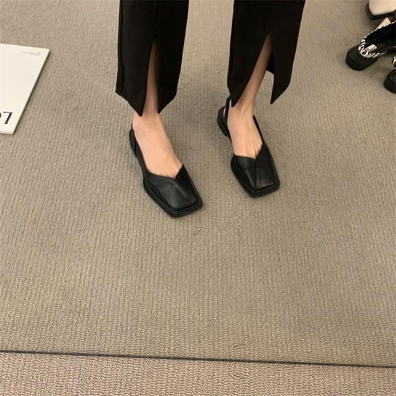 New Summer French Bag Head Sandals Soft Sole Women's Square Head Flat Sole Design Single Shoes
