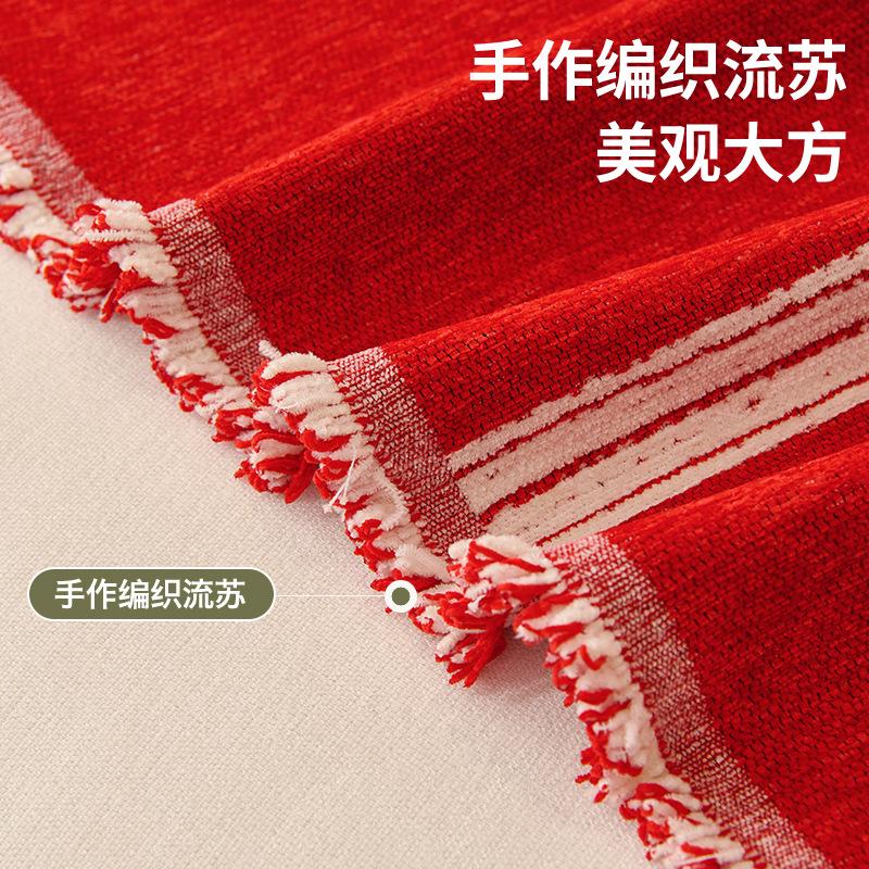 Christmas Red Sofa Towel Fully Covered Sofa Cushion Luxurious Living Room Sofa Cover Blanket Non-Slip Festive Decorations