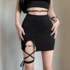 Dámská sukně Vysoký pas Nepravidelná dělená bandáž Tenká Ležérní Všestranná minisukně s boky