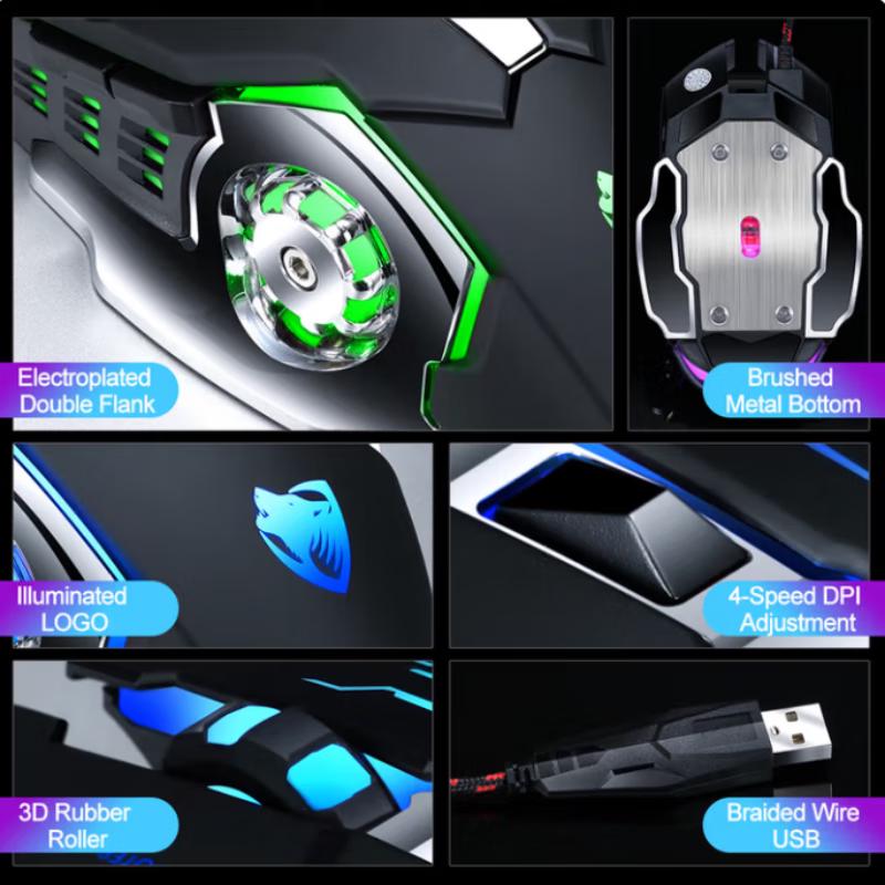 T-WOLF V6 Wired RGB Gaming Mouse