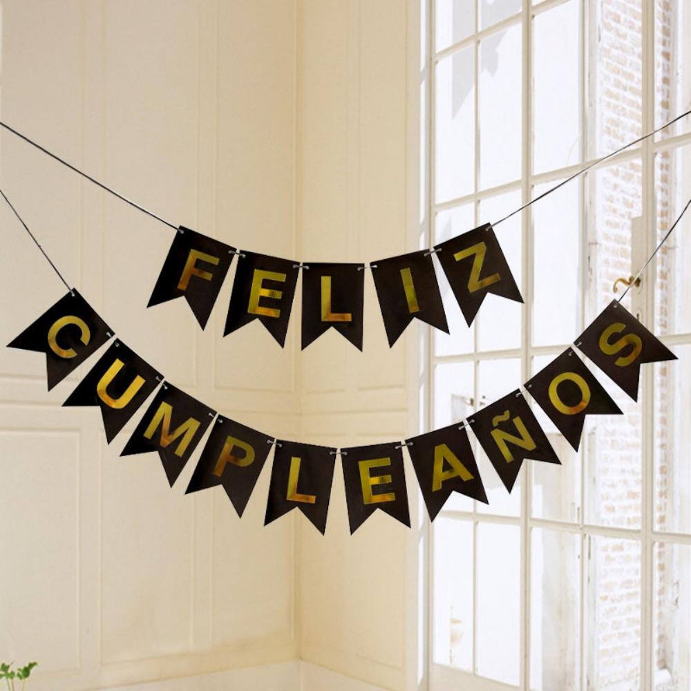 1/5/10PCS Spanish Letter Flag Birthday Decoration Paper Happy Birthday Banner for Adult Birthday Party Backdrop Pendant Decor