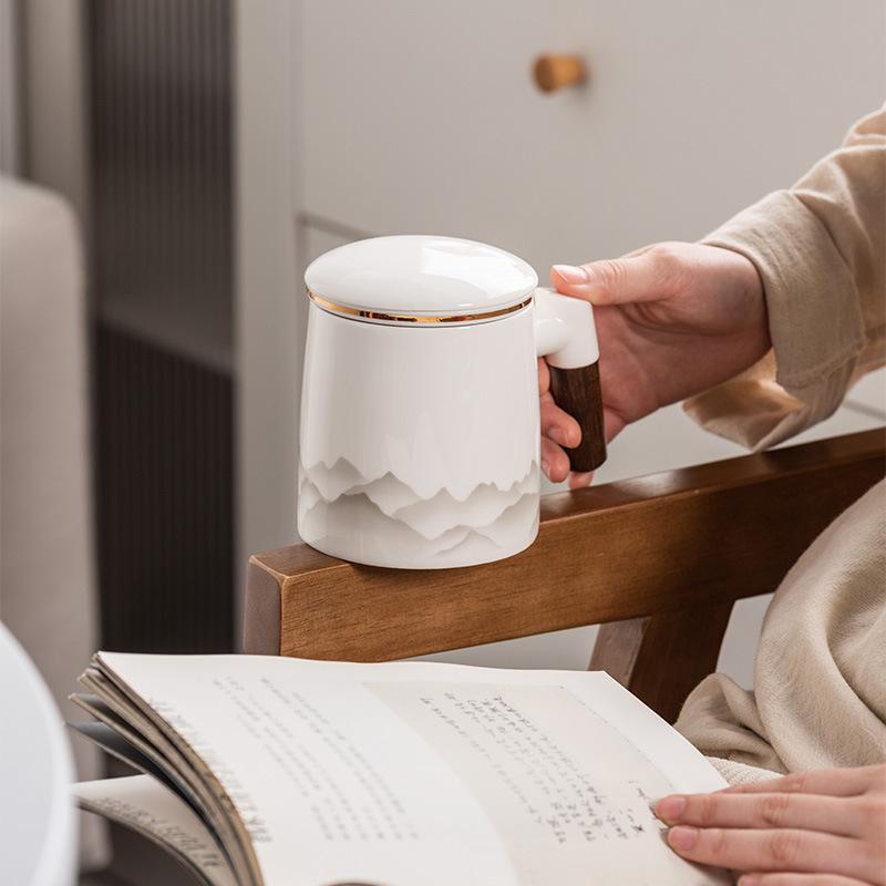 

Чашка для чая, чашка для разделения чая, керамическая чашка, чашка для чая высокой ценности, офисная кружка с крышкой, подарок к фестивалю 401-500ml