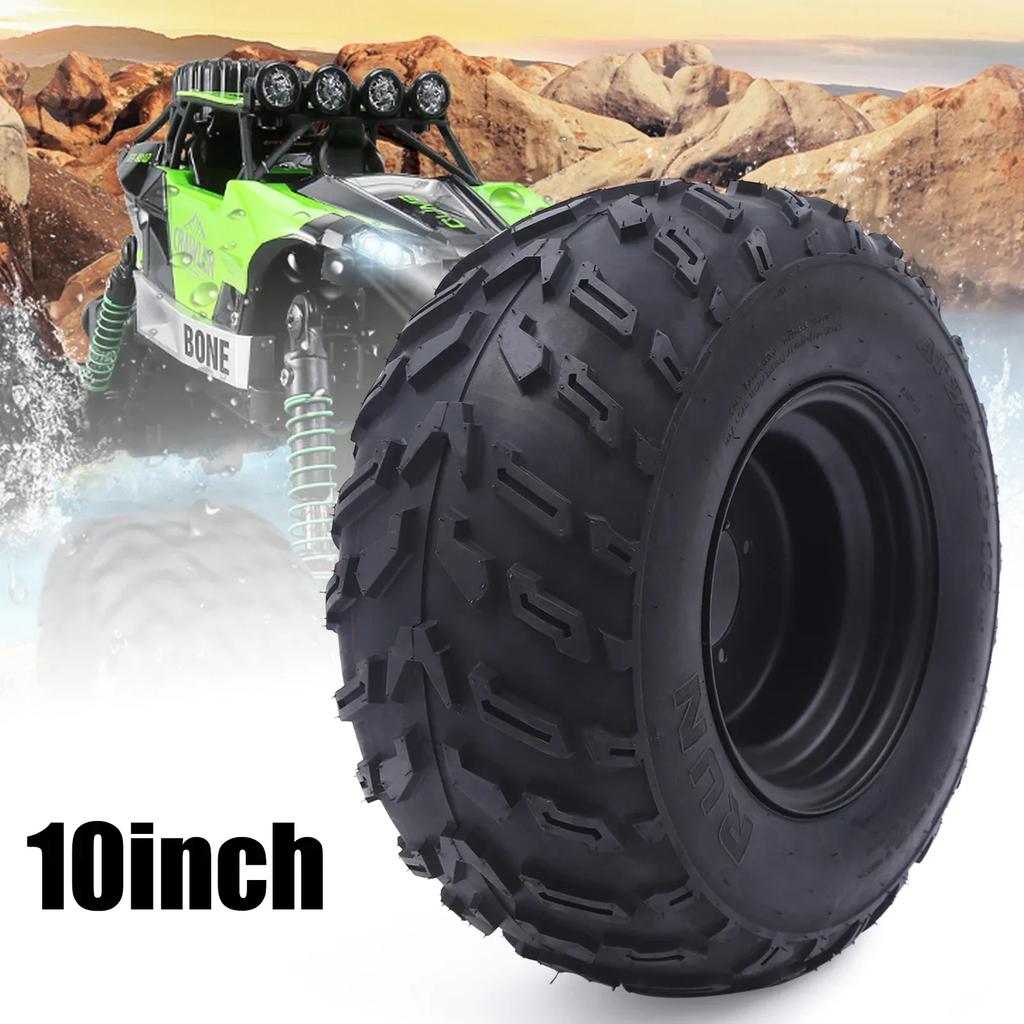 2x10-10 Tire Rim 10 Inch ATV Wheels 2 for 200cc 250cc Quad UTV Off Road Durable, Wide Compatibility for ATVs, Karting Black