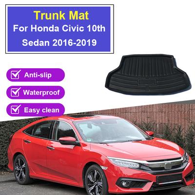 Car Rear Trunk Mat For Honda Civic 10th Sedan 2016-2019 Luggage Liner Tray Waterproof Tray Floor Pad Space Cover Accessories