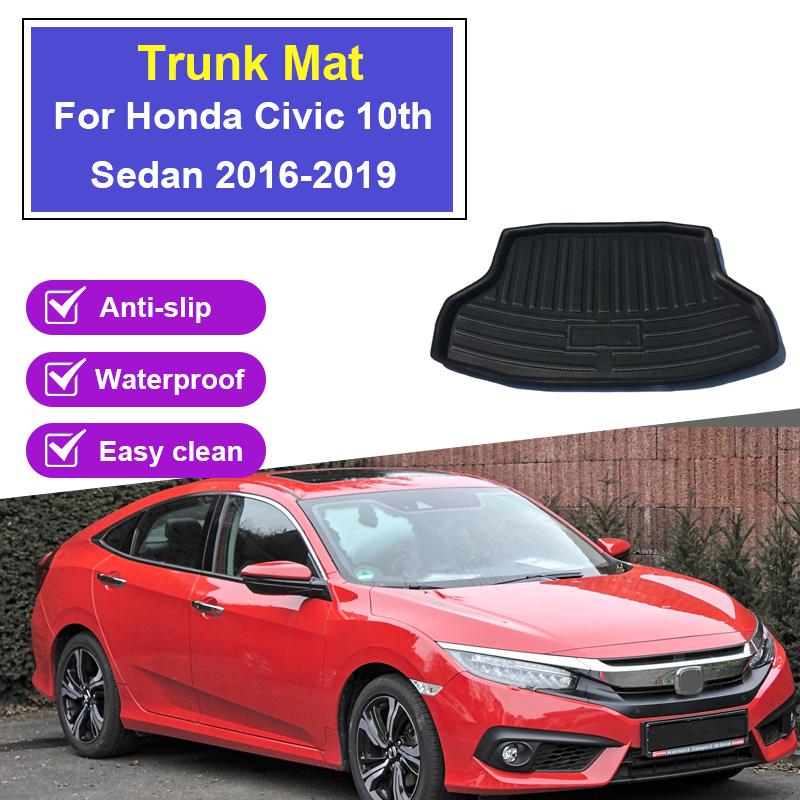 Car Rear Trunk Mat For Honda Civic 10th Sedan 2016-2019 Luggage Liner Tray Waterproof Tray Floor Pad Space Cover Accessories