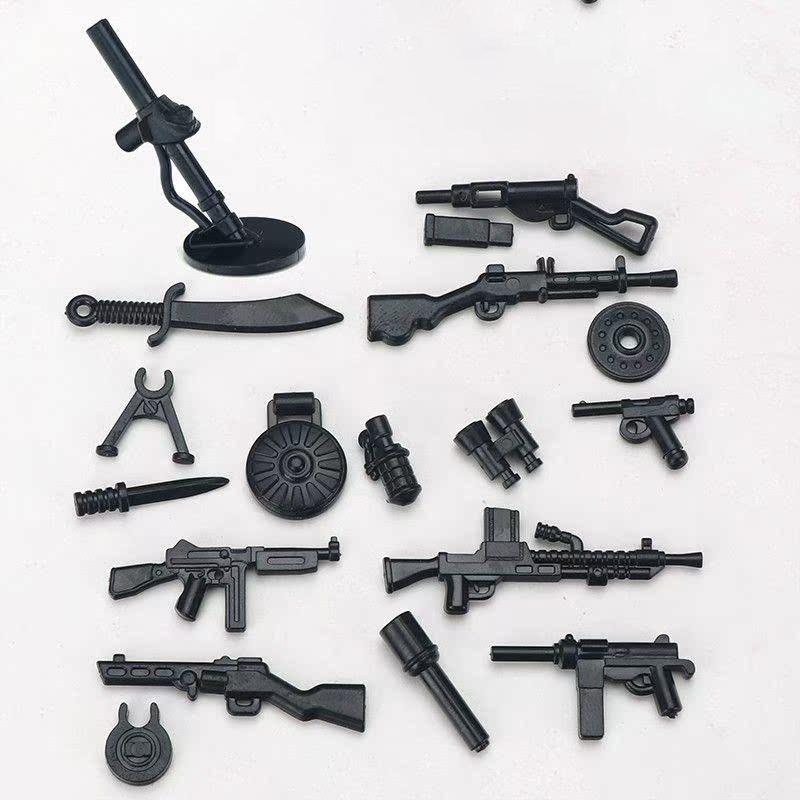 Army WWII Soldier Figure Armaments Brick Playset Gatling M2 Heavy Machine Aviation Gun NSV Bullet Chain Mortar ZB53 Toys Playsetss T12