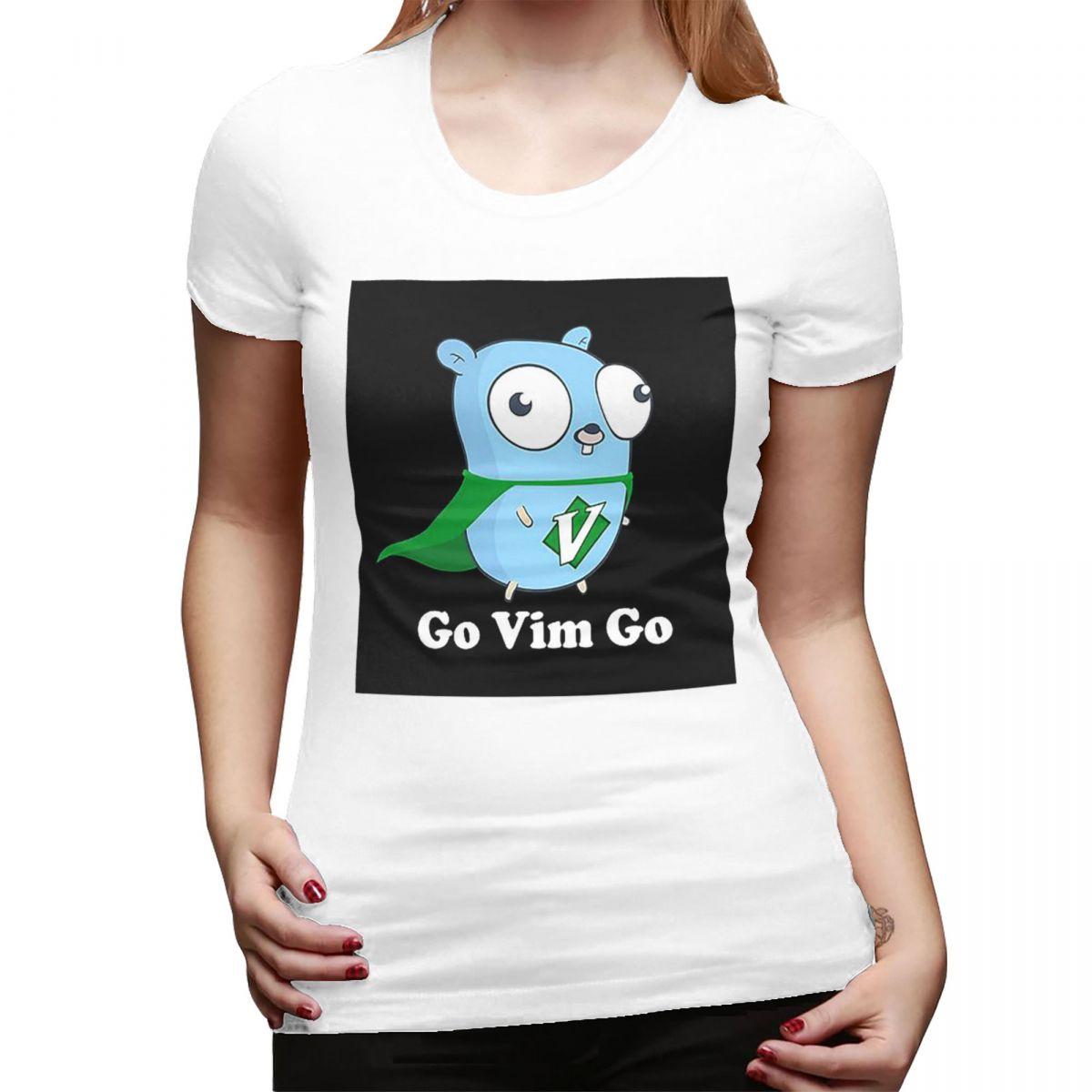 Футболка Go Gopher Golang Vim Go для женщин с круглым вырезом Уличная одежда Футболки Женские футболки Короткая летняя одежда Топы S