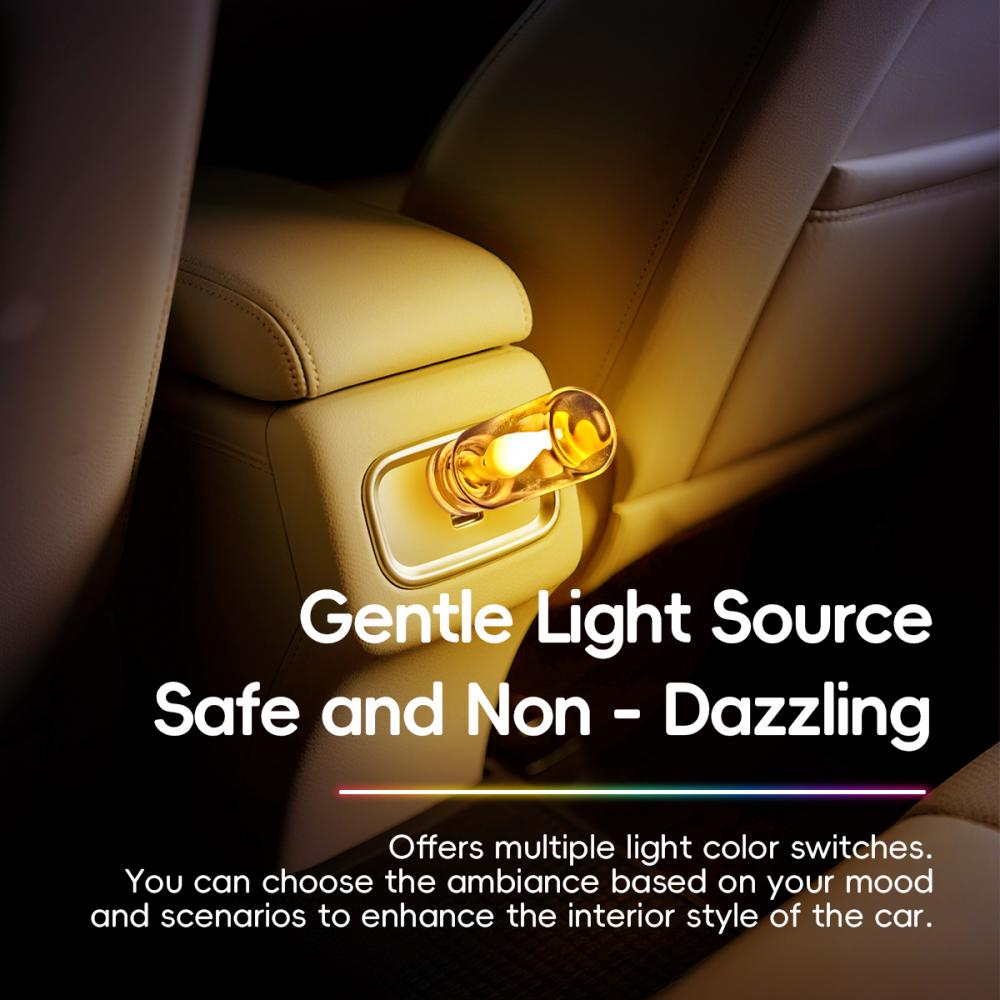Car USB LED Rainbow Color Atmosphere Light LED Filament Lamp Portable Lighting Plug and Play Decorative Atmosphere Light