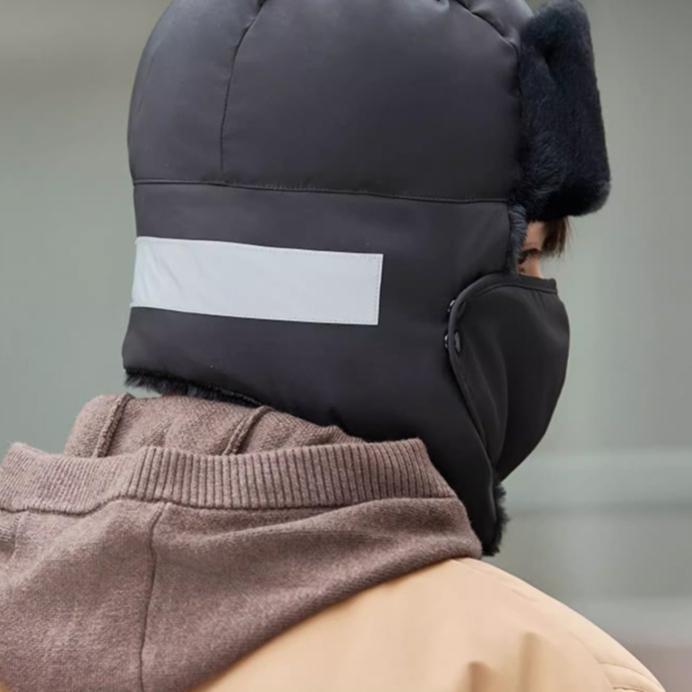 Lei Feng Mütze für Winter Skifahren Outdoor Radfahren Kälteschutz und Spritzschutz Mütze mit dicker Samtmaske Ohrenschutz Trendige und warme Mütze