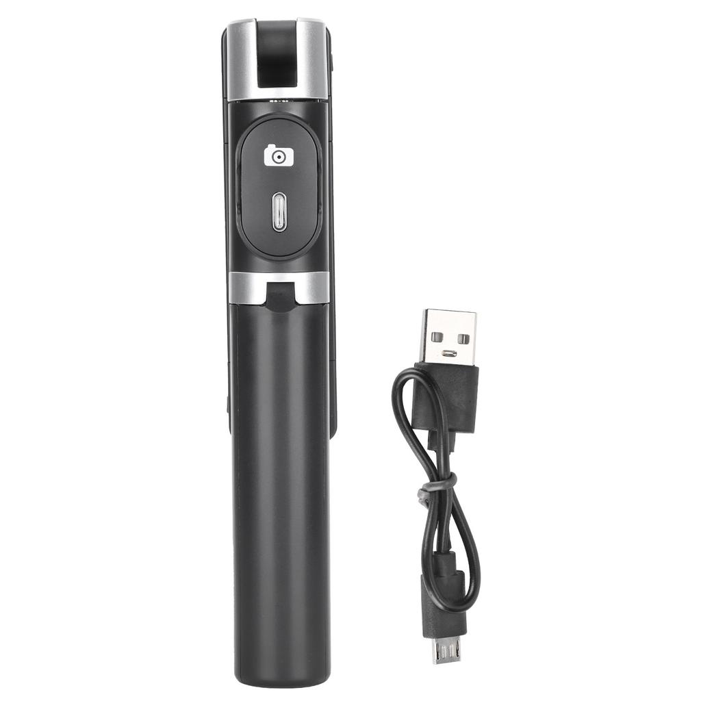 Tripod Selfie Stick with Light Mobile Phone Wireless Bluetooth Foldable Mini StandBlack