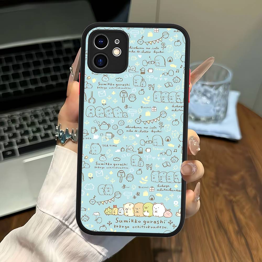 Cartoon S-sumikko Gurashi For IPhone 16 15 14 Plus 13 12 11 Pro Max X XS MAX Translucent Matte Shockproof Cover