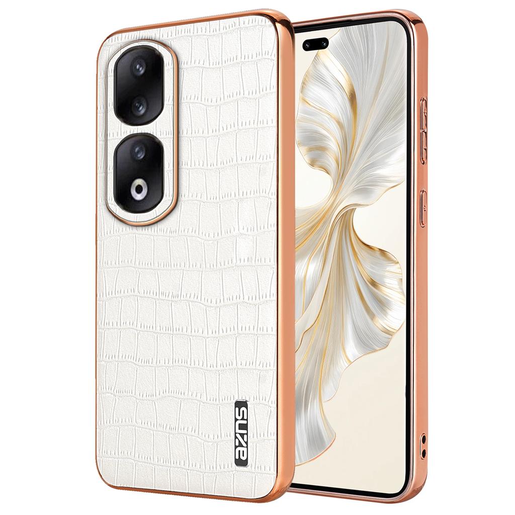 For Honor 90 Pro Case PU Leather+TPU Electroplating Phone Cover