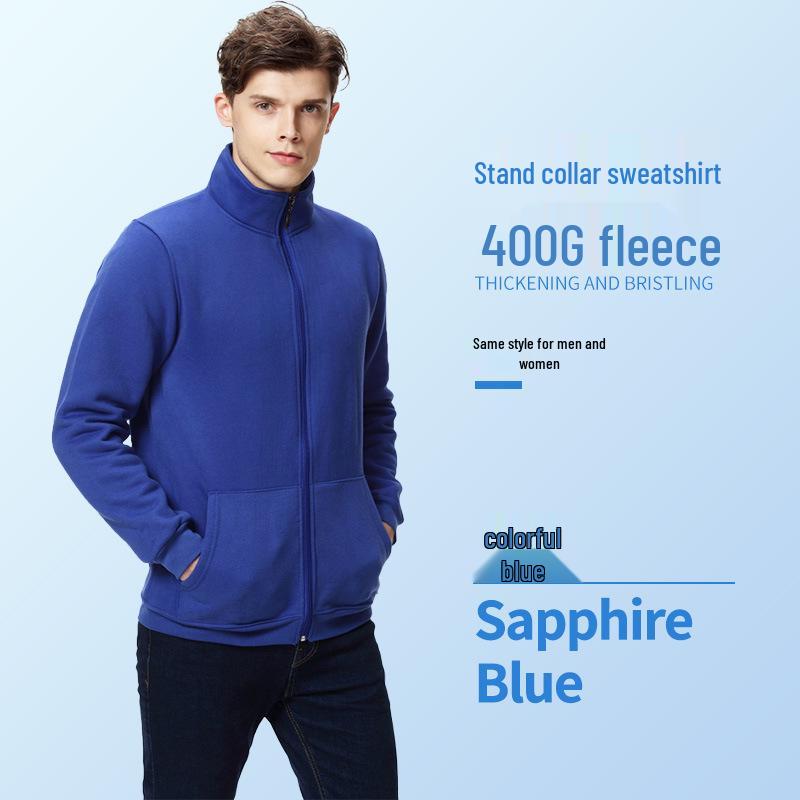 Spring/Summer Custom Workwear: Pure Cotton Zipper Sweatshirt with Turn-Down Collar and Long Sleeves for Uniform and Advertising.