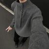 Korean Style Irregular Button High Neck Oversized Sweater for Men