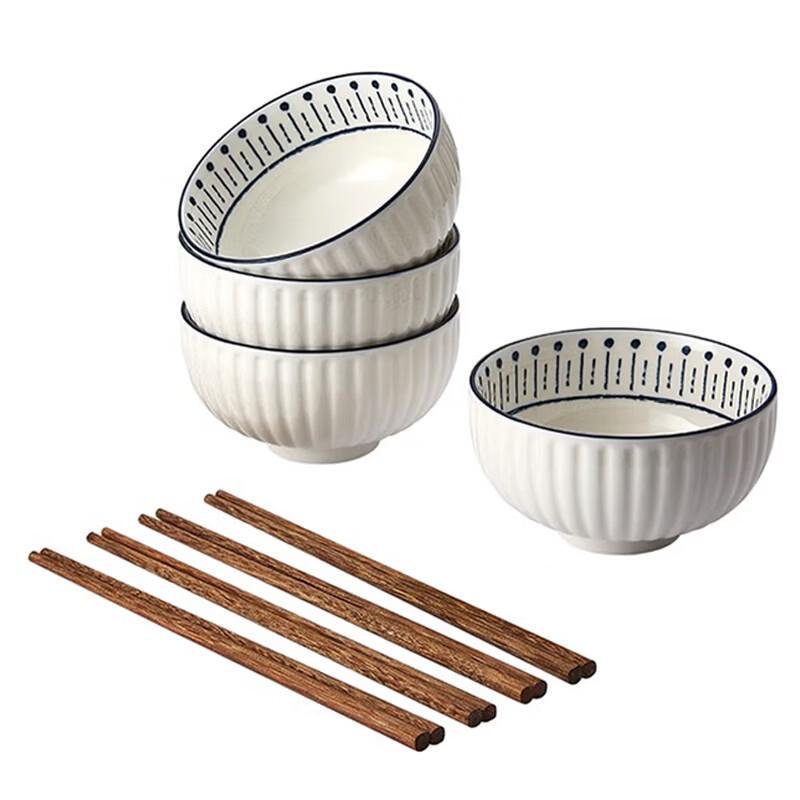 Керамическая миска и набор палочек для еды Bobao под глазурью