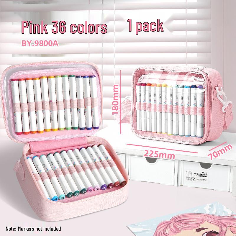 Baiyi Multi-Layer Acrylic Marker Storage Bag: Large Capacity, Transparent, Handheld, Shoulder & Crossbody Pencil Case.