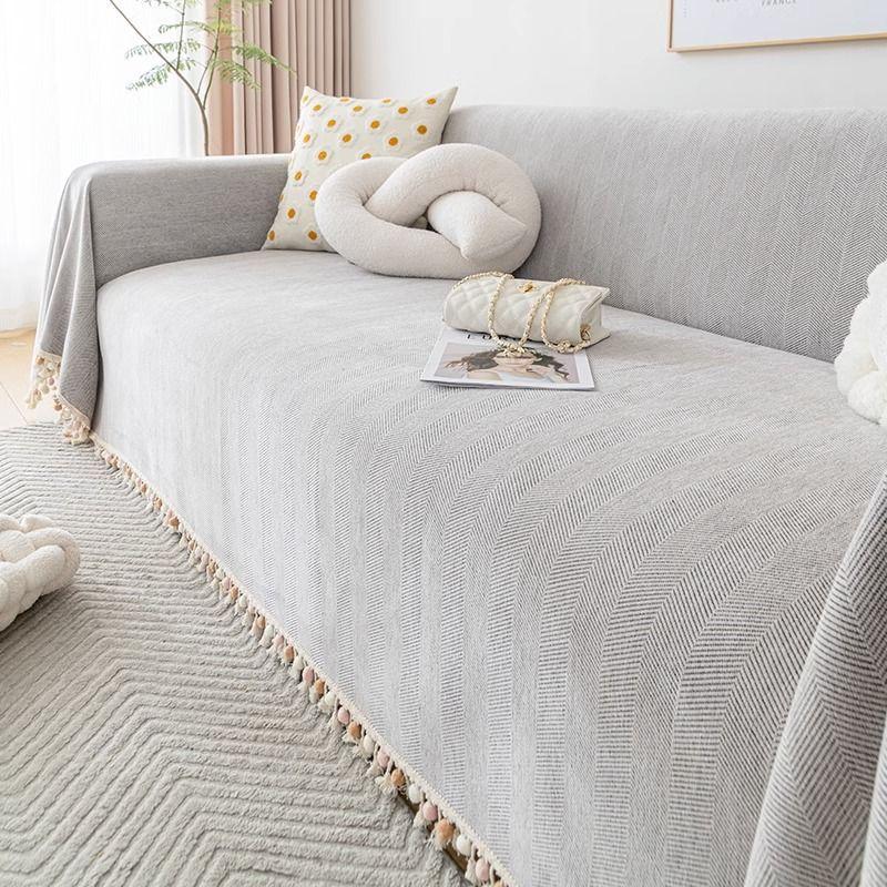 Herringbone Pattern Sofa Towel Cover Cloth Sofa Cushion Four Seasons Universal High Sense Full Covered Sofa Cover Chenille Cushion