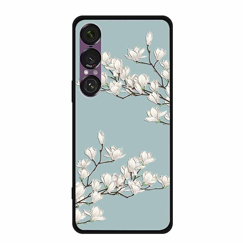 3D Emboss Case For Sony Xperia 1 VII 5G Case Flowers TPU Soft Silicone Back Cover For Sony Xperia 1 VII 2025 Phone Case XQ-FS54