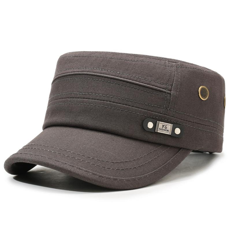 Men's Cotton Flat Top Hat - Casual Outdoor Cap for All Seasons, Simple Fashion Travel Cap