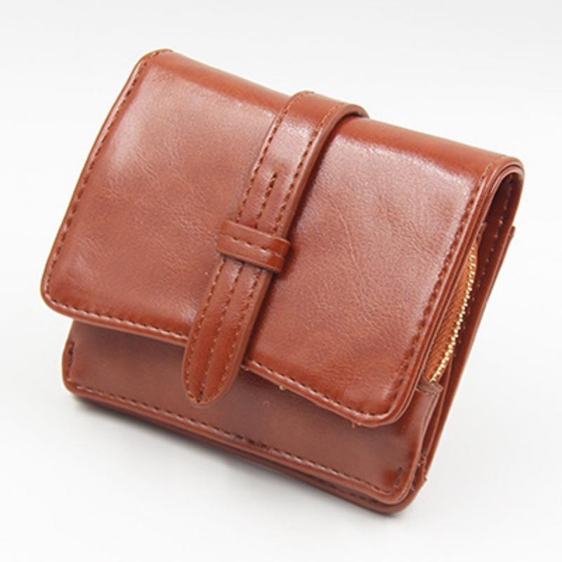 

Кошелек женский складной короткий сумка женская молния коричневый