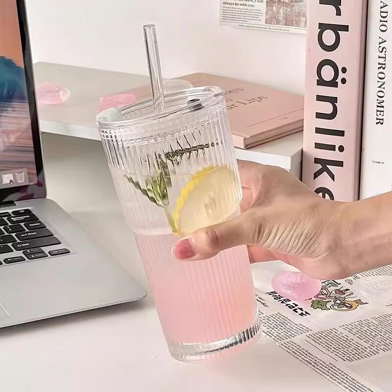 Minimalist Ribbed Glass Drinking Cup