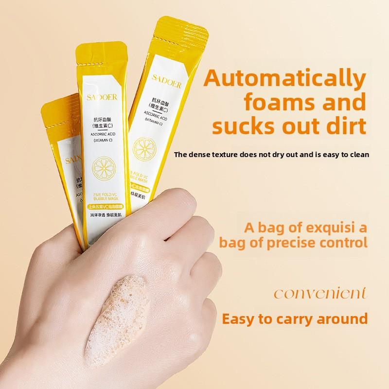 3pc Five Fold VC Bubble Mask Deep Cleansing Mud Mask Remove Blackheads Portable Facial Mask 12 Sticks