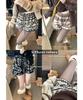 Women's High-Waisted Casual Caramel Lamb Wool Shorts - Winter Loose Fit Fair Isle Pattern