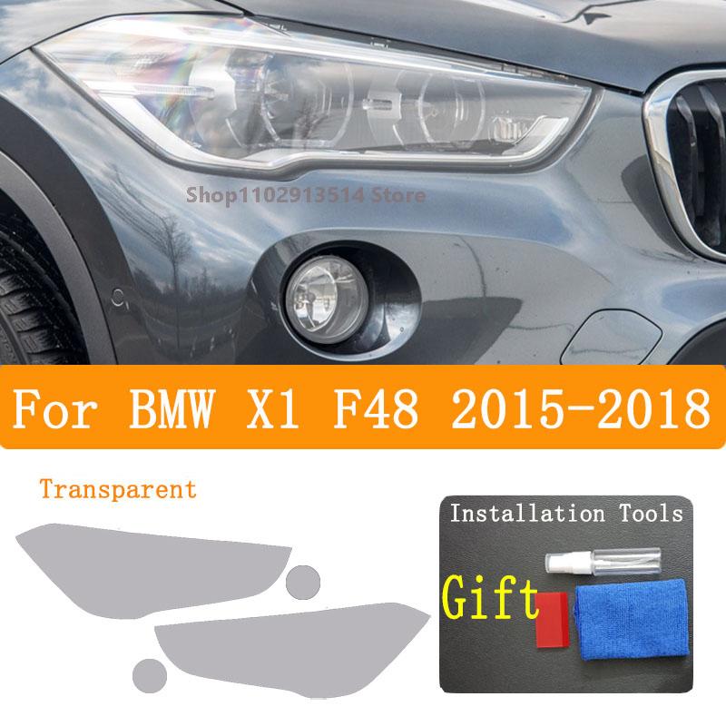 For BMW X1 F48 2015 - Car Headlight Protective Film Vinyl Restoration Transparent Black TPU Car Light Repair Sticker