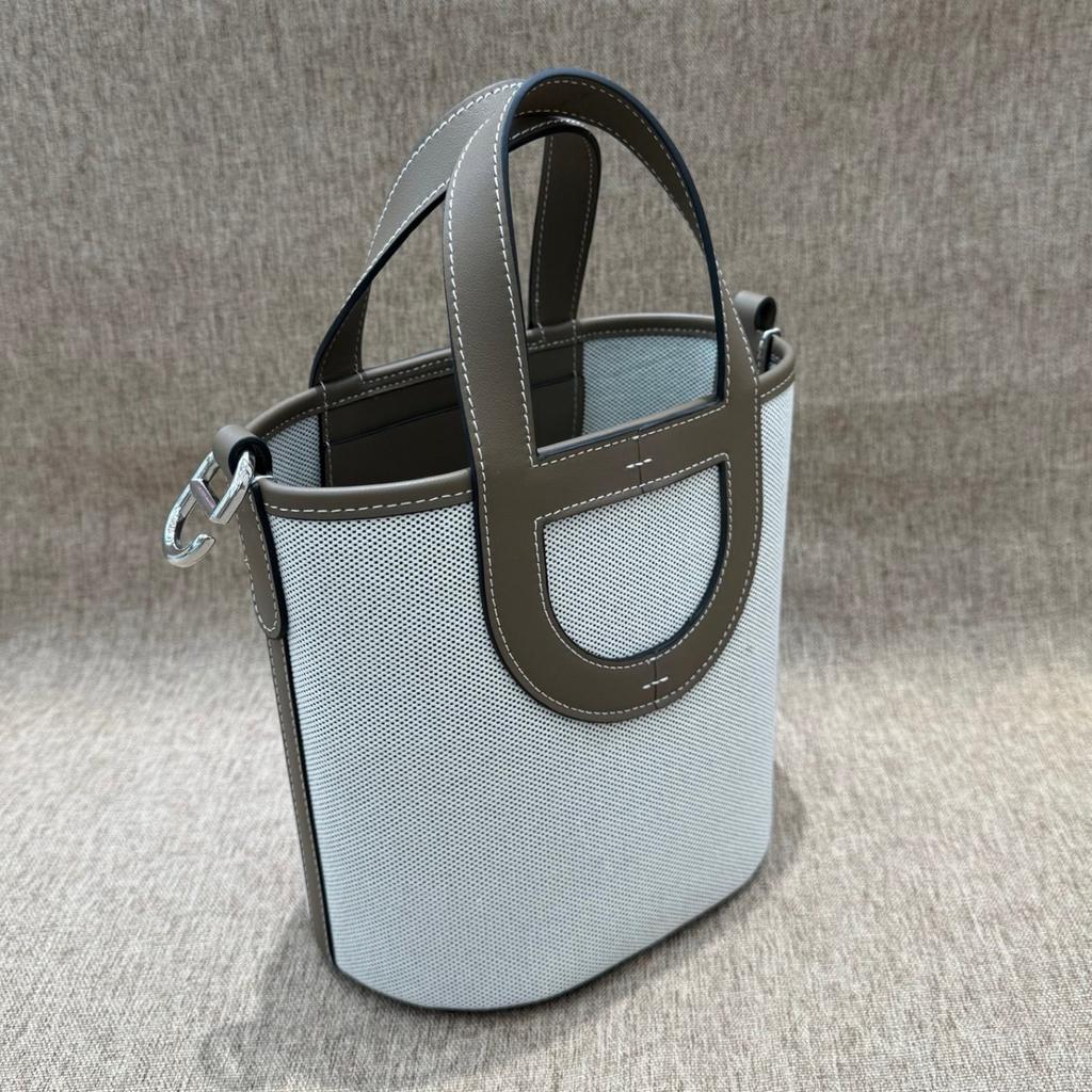 2026 Neue Mode Leinwand mit Swift Erstes Rindsleder Schweinenase Eimer Tasche Langlebiger Gemüsekorb Handtasche