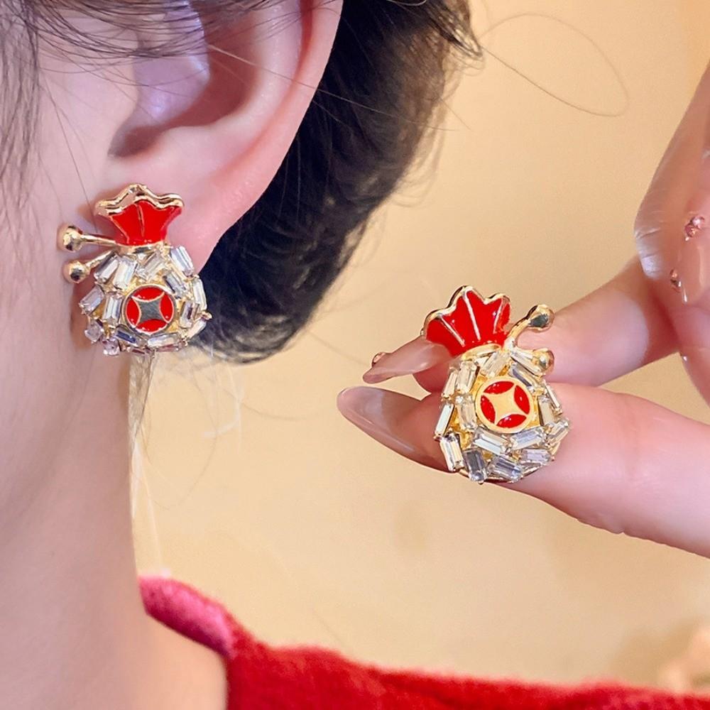Hollow Rocking Pony Chinese Style Pony Earrings Fashion Jewelry Red Drop Earrings  Wedding