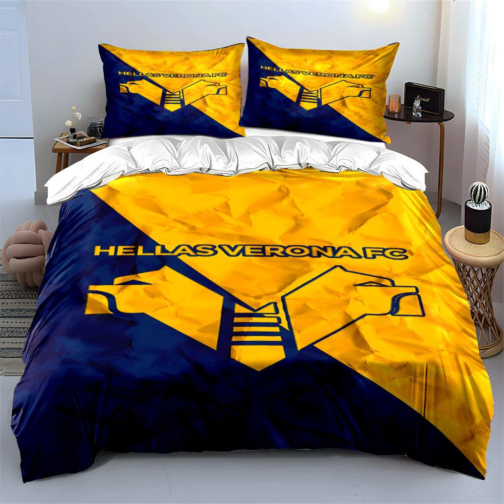 Yellow-blue Crest, Hellas Verona. Bedding Sets Duvet Cover Sets Duvet Covers Pillowcases(1*Duvet Cover 2*Pillowcases Without Duvet Insert)