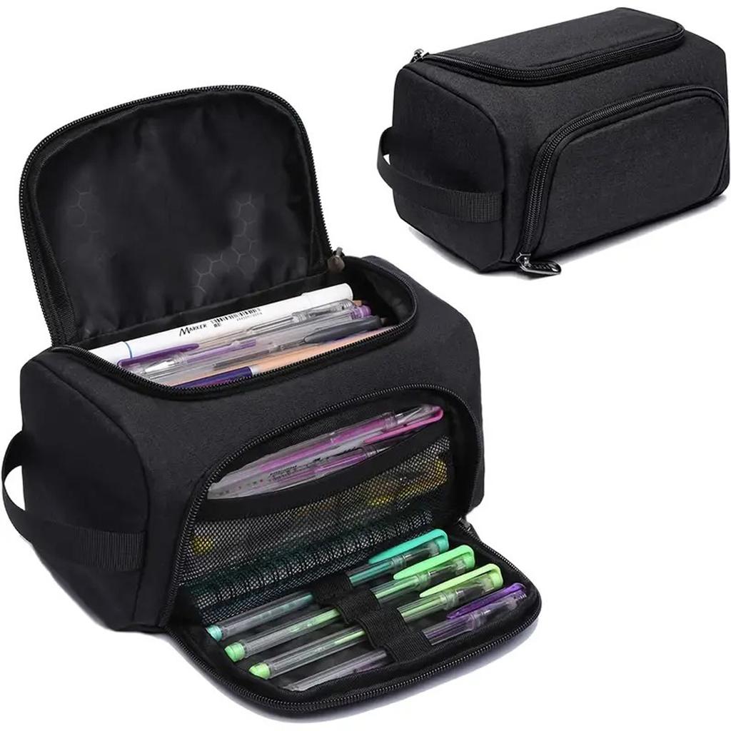 Extra-large Multi-purpose Pencil Case Durable Polyester Spacious Organizer For School Supplies & Makeup Portable Design Forteens
