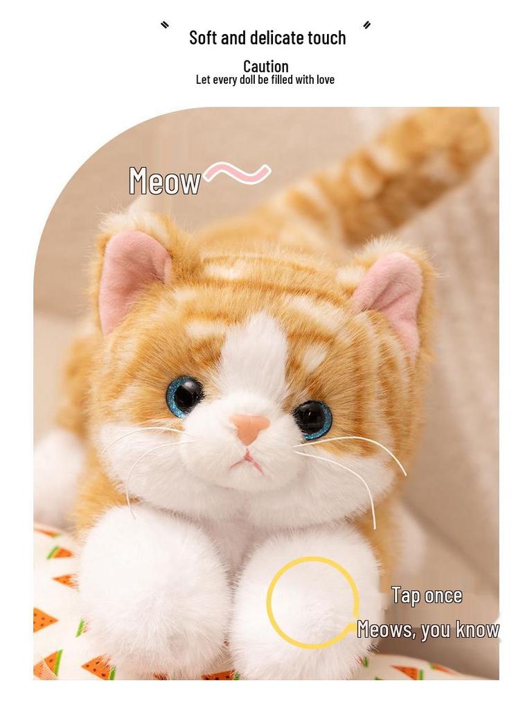 Realistic Meowing Kitten Plush Pillow: Stuffed Toy & Comfort Doll Gift for Girls