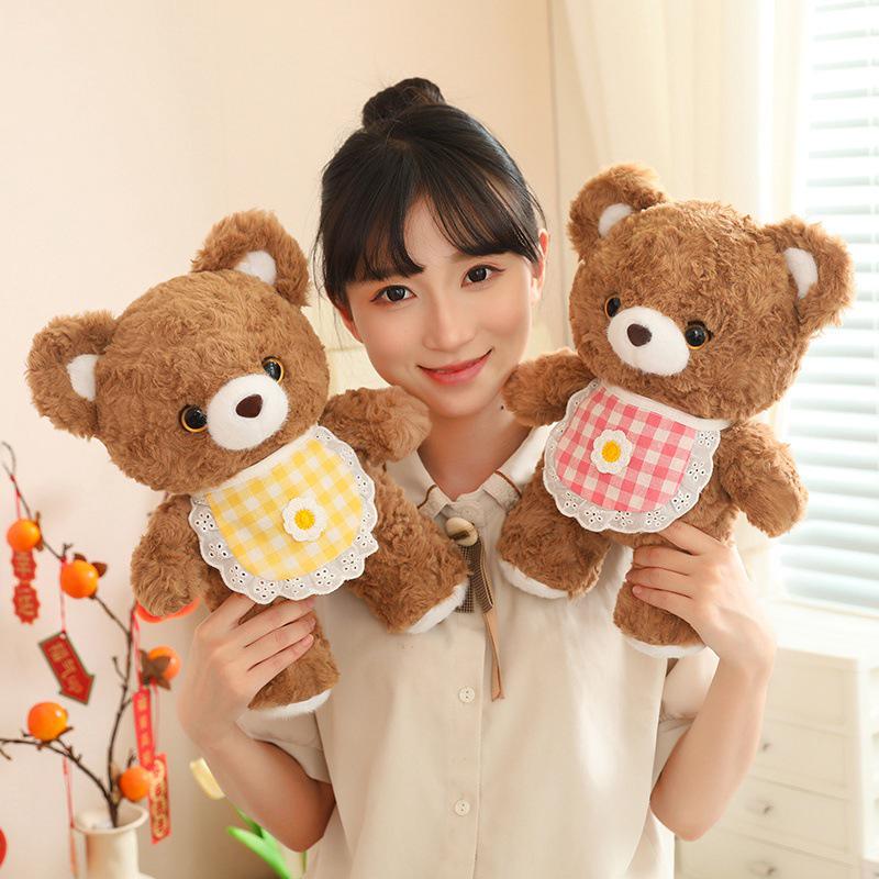 Adorable Zai Zai Bear Plush Toy - Cute Cartoon Teddy with Bib, Perfect Gift!